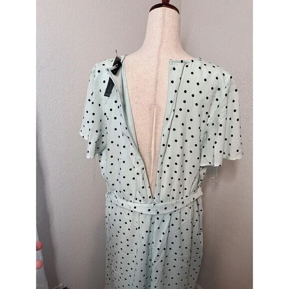 NWT Lane Bryant Faux Wrap Dress Size 16 Polka Dot Flirty Blue Midi Ruffle $90 - Picture 7 of 11
